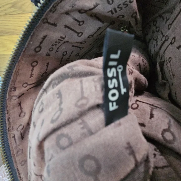 Fossil Vintage Leather Floral Tapestry Satchel Keyhole Bag - Picture 13 of 13